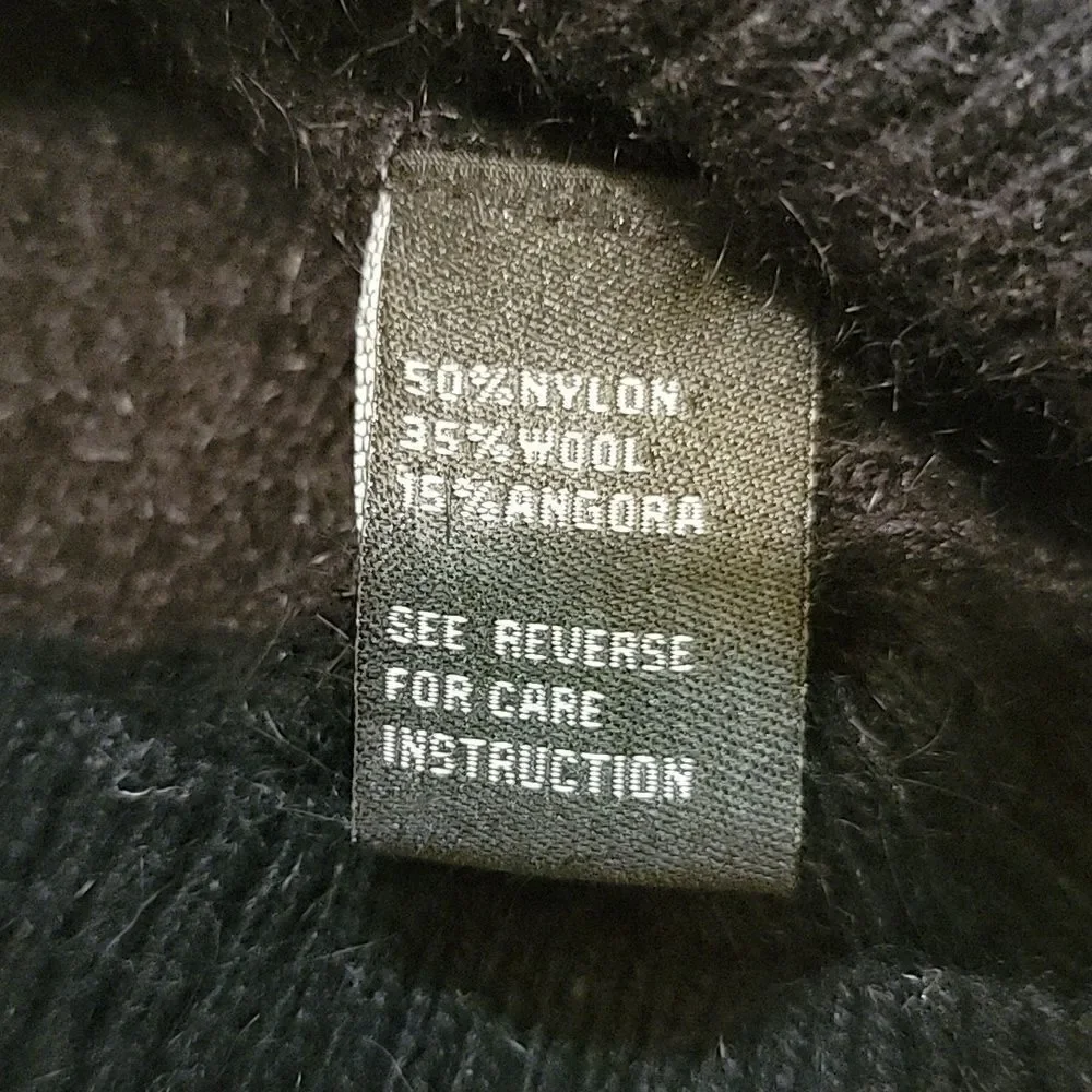 Cliche angora wool cold shoulder black sweater
